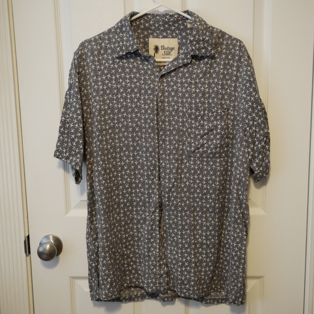 Vintage Gray Casual Button Down Shirt